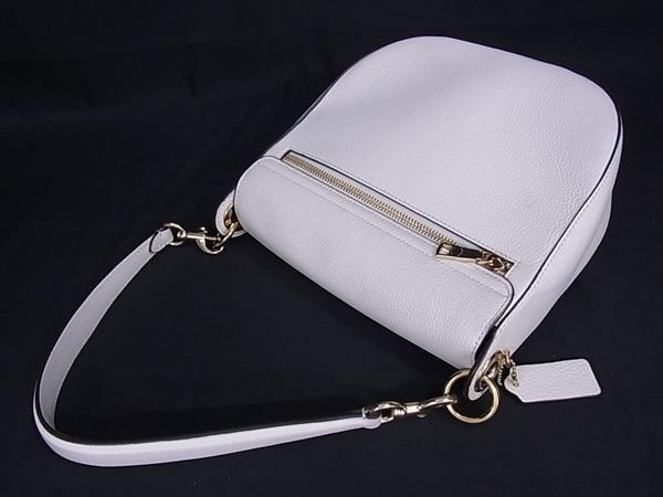 超美品 COACH コーチ ハンドバッグ クリオ ショルダーバッグ 23 C5686 ホワイト系 レザー レディース 2WAY ゴールド金具