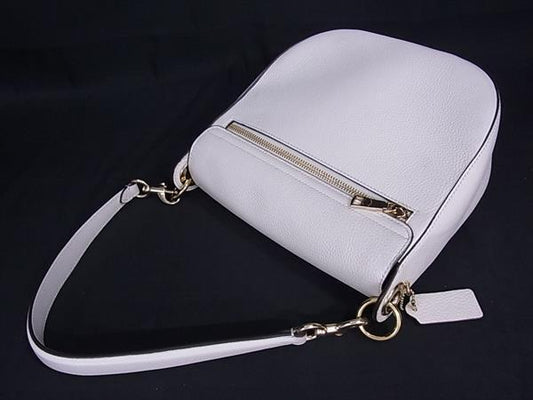 超美品 COACH コーチ ハンドバッグ クリオ ショルダーバッグ 23 C5686 ホワイト系 レザー レディース 2WAY ゴールド金具