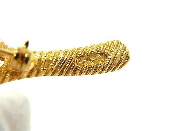 ChristianDior クリスチャンディオール ブローチ ゴールド メタル リーフモチーフ 超美品