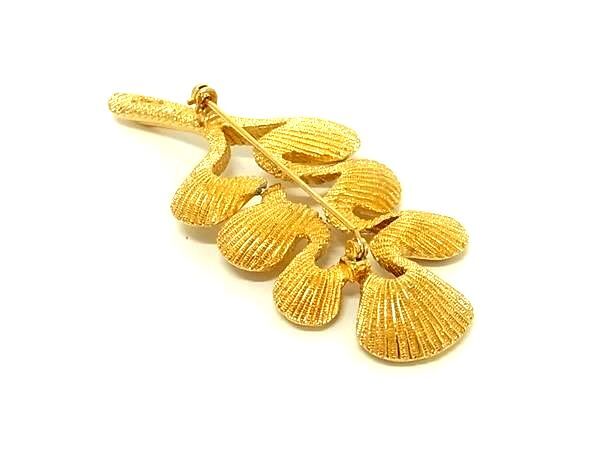 ChristianDior クリスチャンディオール ブローチ ゴールド メタル リーフモチーフ 超美品