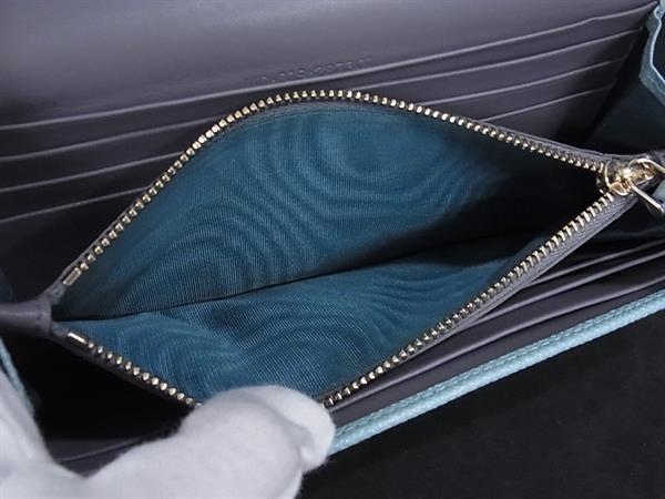 BVLGARI ブルガリ 財布 ブルガリブルガリ 287301 ブルー レザー レディース ロゴクリップ 二つ折り 長財布 ゴールド金具