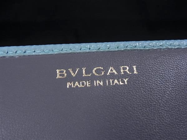 BVLGARI ブルガリ 財布 ブルガリブルガリ 287301 ブルー レザー レディース ロゴクリップ 二つ折り 長財布 ゴールド金具