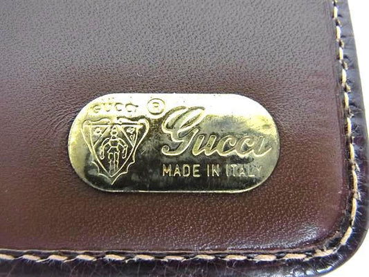 GUCCI グッチ 財布 オールドグッチ 035 001 0091 ブラウン オーストリッチ ユニセックス ロゴクリップ 二つ折り 長財布 ゴールド金具