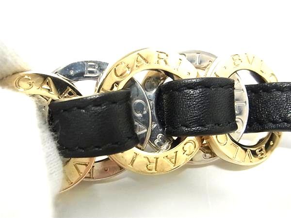 BVLGARI ブルガリ ブレスレット ドッピオトンド マルチチャーム 33914 ブラック レザー メタル レディース 美品