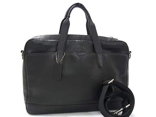 COACH コーチ ビジネスバッグ ハミルトン F11319 ブラック レザー メンズ 2WAY 美品