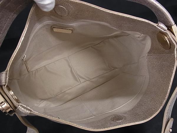 FURLA フルラ ハンドバッグ ホーボーバッグ ゴールド系 レザー レディース 2WAY 美品