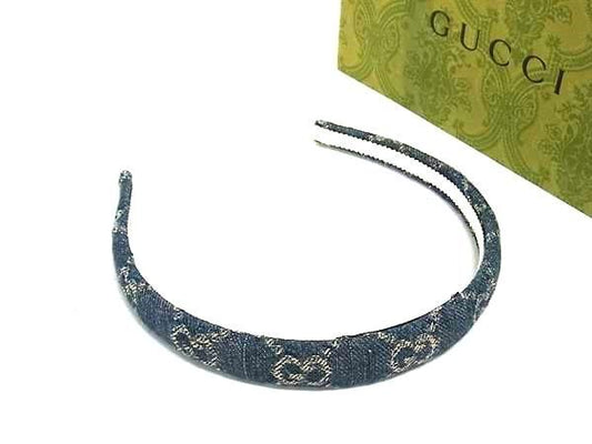 GUCCI グッチ カチューシャ GGマーモント 652835 ネイビー デニム レディース GG柄