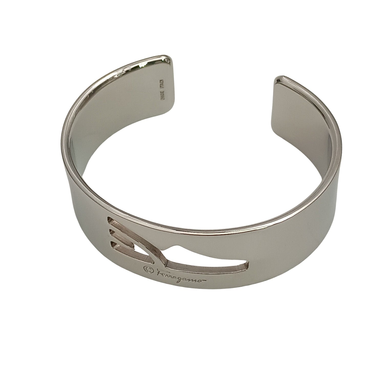 Salvatore Ferragamo フェラガモ バングル シルバー メタル レディース カットアウト シューズモチーフ 美品