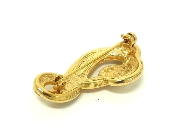 ChristianDior ディオール ブローチ ゴールド メタル ラインストーン レディース 音符 ト音記号 美品