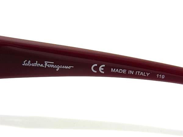 Salvatore Ferragamo フェラガモ サングラス ダブルガンチーニ SF896SRA レッド系 ブラウングラデーション プラスチック レディース ラインストーン 美品