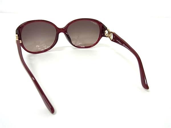 Salvatore Ferragamo フェラガモ サングラス ダブルガンチーニ SF896SRA レッド系 ブラウングラデーション プラスチック レディース ラインストーン 美品