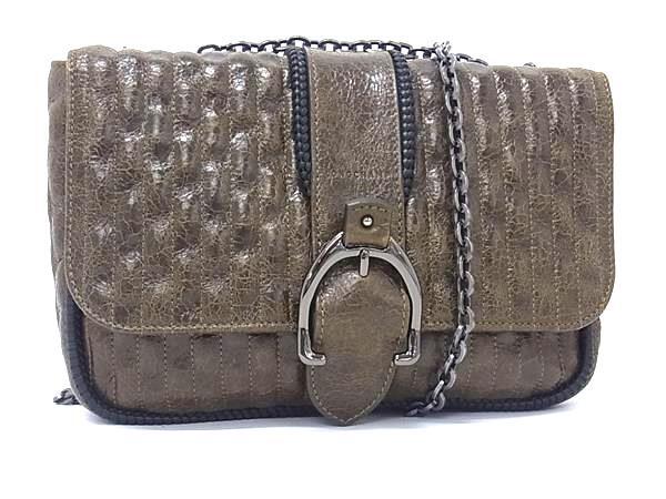 LONGCHAMP ロンシャン ショルダーバッグ アマゾーヌ マトラッセ カーキ レザー レディース チェーン 美品