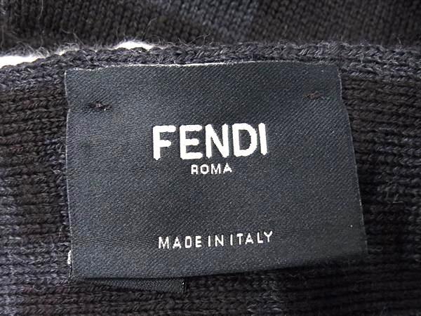 FENDI フェンディ マフラー ズッカ ダークブラウン ネイビー ウール100％ メンズ 美品