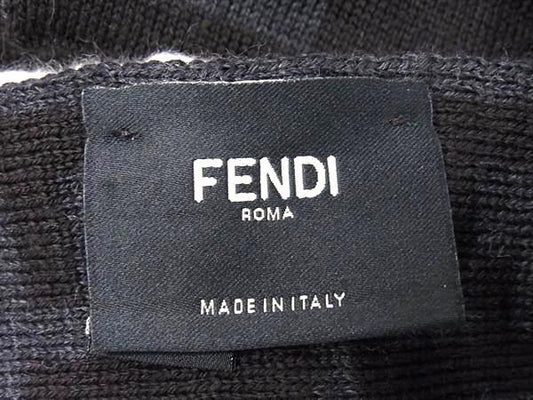 FENDI フェンディ マフラー ズッカ ダークブラウン ネイビー ウール100％ メンズ 美品