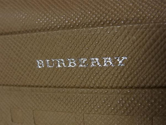 BURBERRY バーバリー カードケース チェック ベージュ系 レザー ユニセックス エンボス 美品