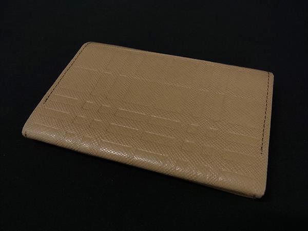 BURBERRY バーバリー カードケース チェック ベージュ系 レザー ユニセックス エンボス 美品