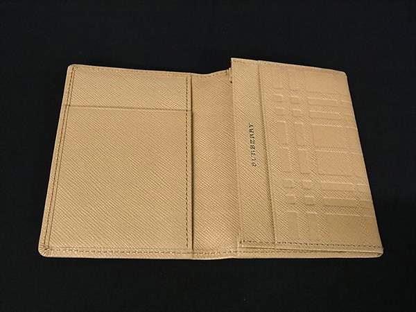 BURBERRY バーバリー カードケース チェック ベージュ系 レザー ユニセックス エンボス 美品