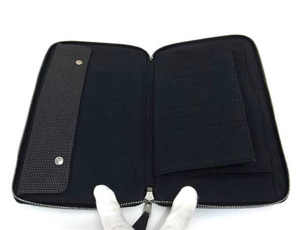 HERMES エルメス 財布 エールライン パースGM グレー キャンバス ユニセックス ラウンドファスナー 長財布 シルバー金具