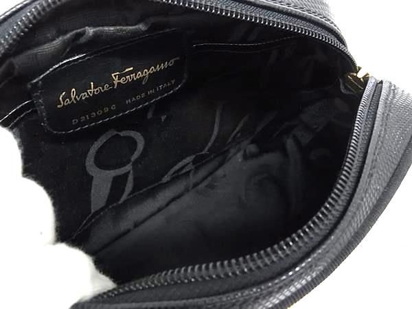 Salvatore Ferragamo フェラガモ ショルダーバッグ ヴァラ D213096 ブラック リザード型押しレザー レディース ゴールド金具