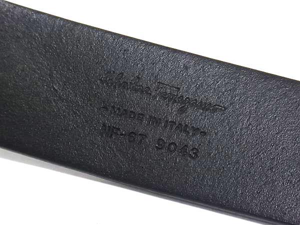 Salvatore Ferragamo フェラガモ ベルト ダブルガンチーニ 67 9043 ブラック レザー ユニセックス ブラック金具 美品