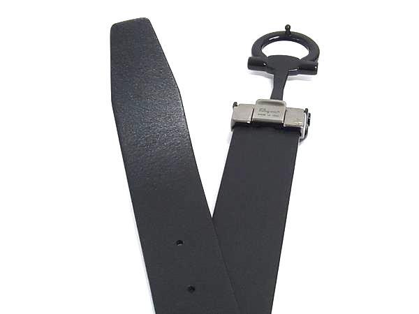 Salvatore Ferragamo フェラガモ ベルト ダブルガンチーニ 67 9043 ブラック レザー ユニセックス ブラック金具 美品