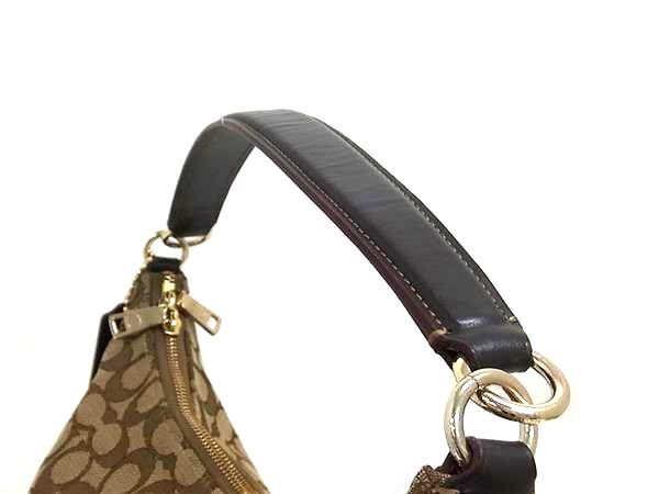 COACH コーチ ショルダーバッグ シグネチャー F58327 ブラウン キャンバス レザー レディース 2WAY 美品