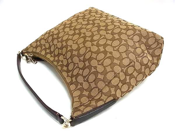 COACH コーチ ショルダーバッグ シグネチャー F58327 ブラウン キャンバス レザー レディース 2WAY 美品