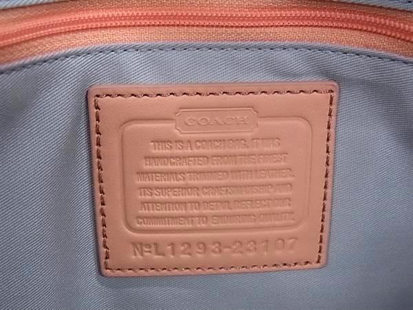 COACH コーチ トートバッグ シグネチャー 23107 ライトブルー キャンバス レザー レディース 美品