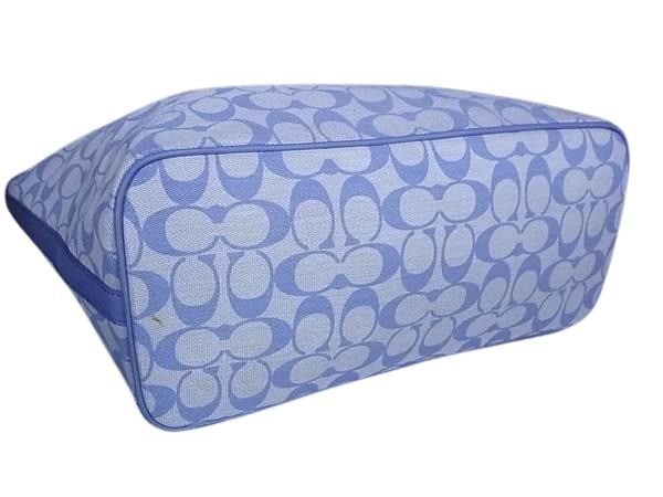 COACH コーチ トートバッグ シグネチャー 23107 ライトブルー キャンバス レザー レディース 美品