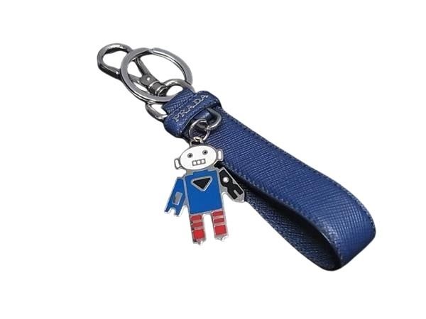PRADA プラダ バッグチャーム ブルー サフィアーノレザー ユニセックス ロボット