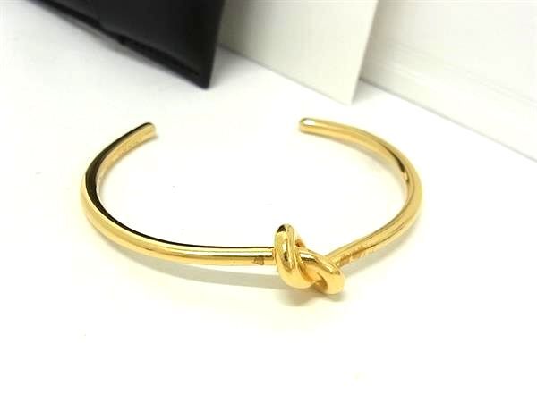 CELINE セリーヌ ブレスレット バングル ノット エクストラシン ゴールド メタル レディース 美品