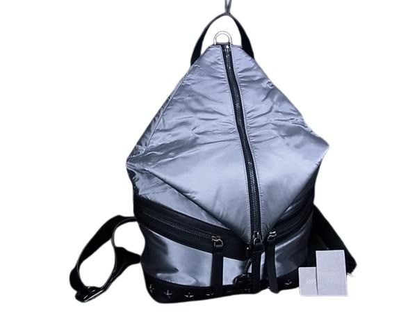 JIMMY CHOO ジミーチュウ リュックサック フィッツロイ シルバー ブラック ナイロン レザー ユニセックス スタースタッズ 美品