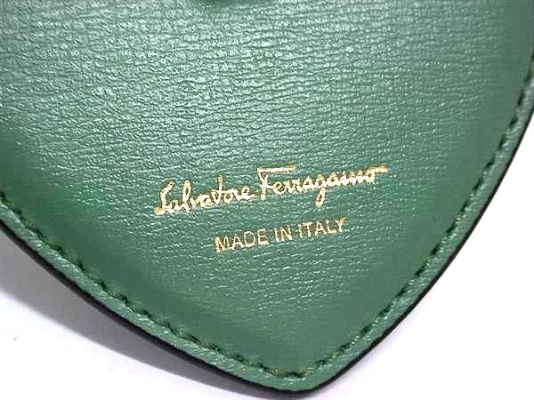 Salvatore Ferragamo フェラガモ キーホルダー ヴァラリボン グリーン レザー レディース ハート 新品未使用展示品