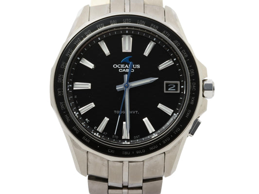 CASIO カシオ 時計 オシアナス Manta S400 Series OCWS4001AJF ブラック シルバー チタン メンズ アナログ 美品