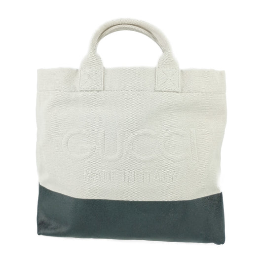 超美品 GUCCI グッチ トートバッグ エンボス ディテール付き キャンバス トートバッグ 782741 アイボリー系 ブラック系 キャンバス ユニセックス 2WAY ショルダーバッグ