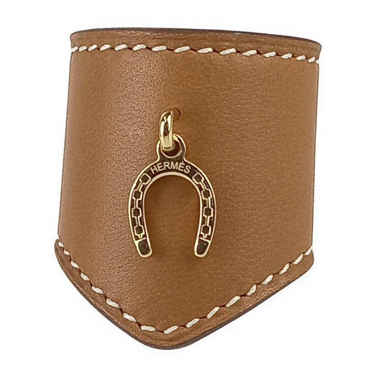 超美品 HERMES エルメス スカーフリング ポルト・ボヌール - マロンアルザン アニョーミロ シルク レディース