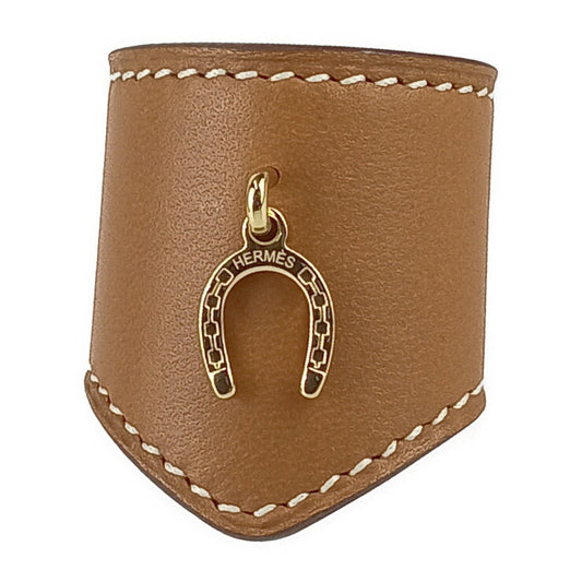 超美品 HERMES エルメス スカーフリング ポルト・ボヌール - マロンアルザン アニョーミロ シルク レディース