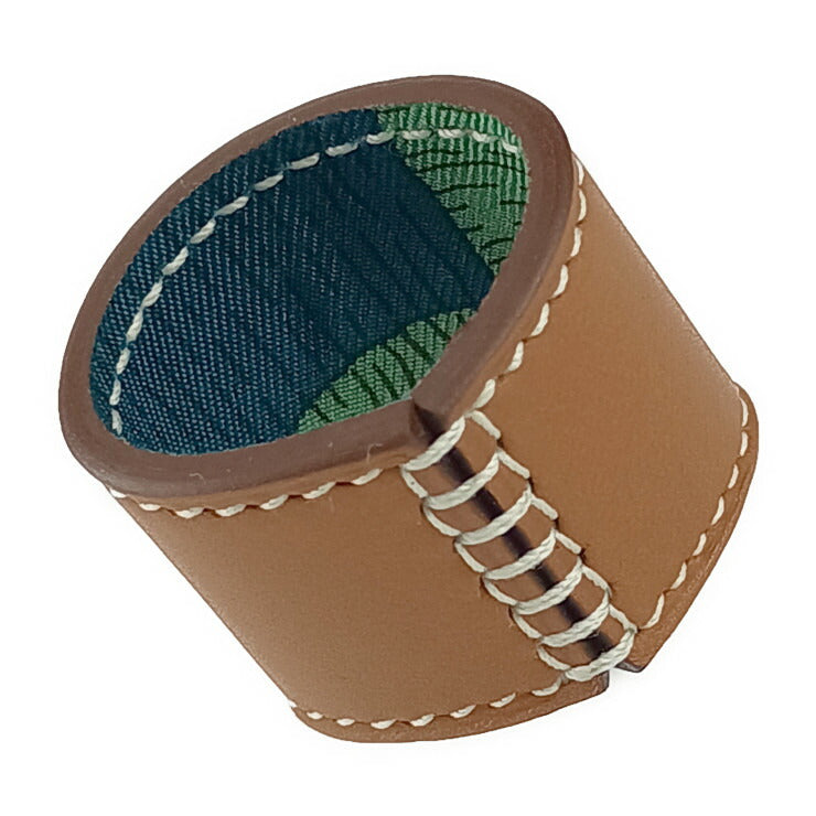 超美品 HERMES エルメス スカーフリング ポルト・ボヌール - マロンアルザン アニョーミロ シルク レディース