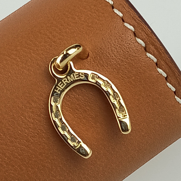 超美品 HERMES エルメス スカーフリング ポルト・ボヌール - マロンアルザン アニョーミロ シルク レディース