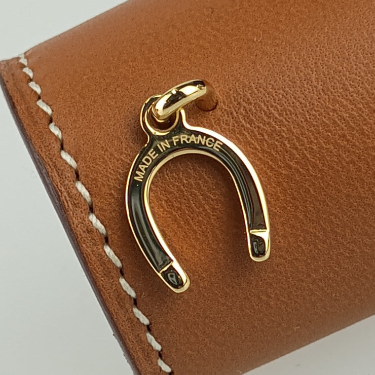 超美品 HERMES エルメス スカーフリング ポルト・ボヌール - マロンアルザン アニョーミロ シルク レディース