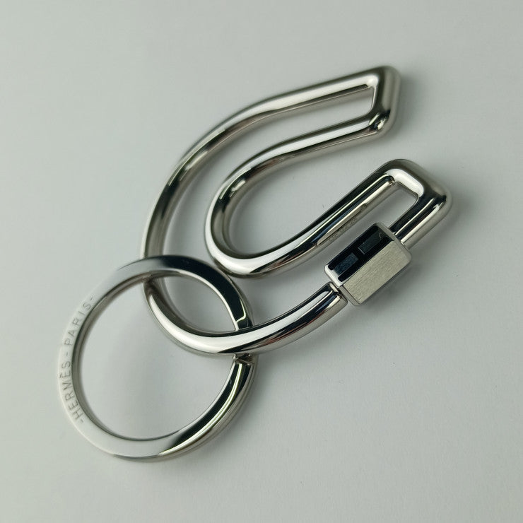 美品 HERMES エルメス キーホルダー フェール・ア・シュヴァル - シルバー メタル ユニセックス キーリング バッグチャーム 馬蹄モチーフ