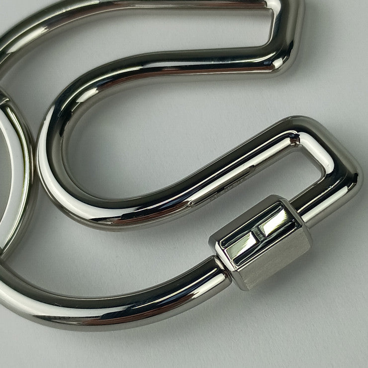 美品 HERMES エルメス キーホルダー フェール・ア・シュヴァル - シルバー メタル ユニセックス キーリング バッグチャーム 馬蹄モチーフ