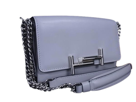 TODS トッズ ショルダーバッグ ダブルT - グレー系 レザー レディース 2WAY シルバー金具