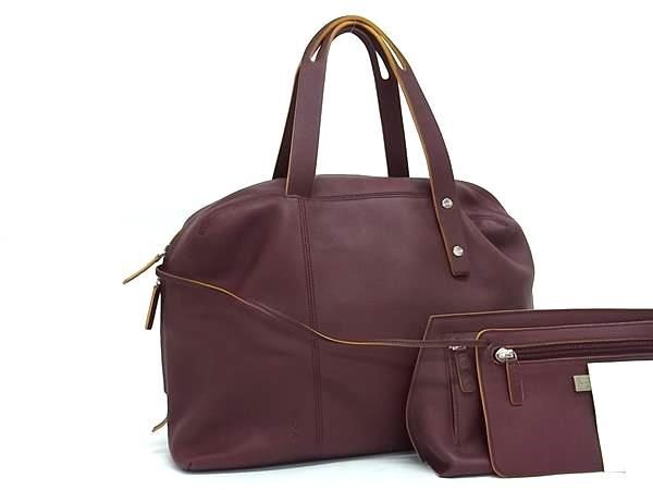 美品 LOEWE ロエベ ハンドバッグ エルカノ - ボルドー系 レザー レディース