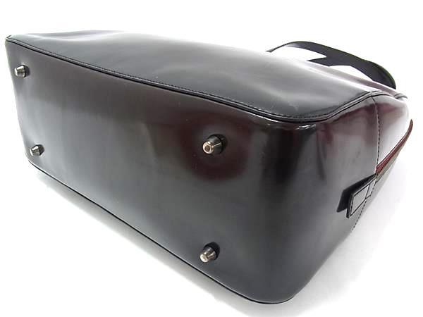 PRADA プラダ ハンドバッグ - ボルドー ブラック パテントレザー レディース シルバー金具