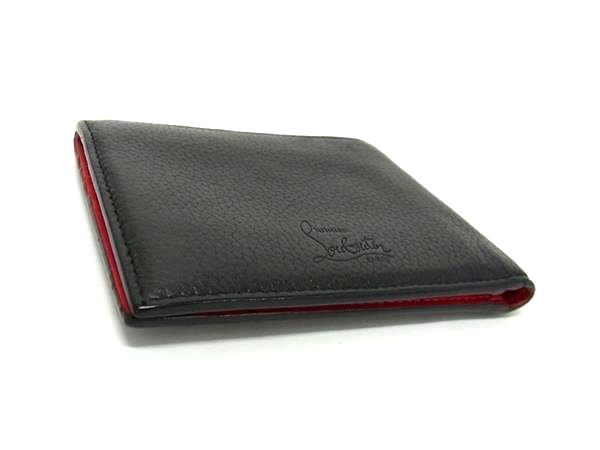 Christian Louboutin クリスチャンルブタン 財布 - - ブラック レッド レザー メンズ 二つ折り 財布