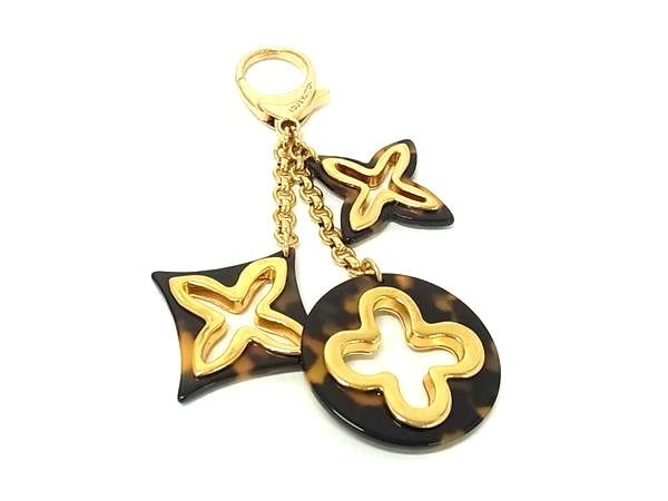 LOUIS VUITTON ルイヴィトン バックチャーム ビジューサック アンソレンス M65844 ブラウン ゴールド メタル アセテート ユニセックス ゴールド金具 美品