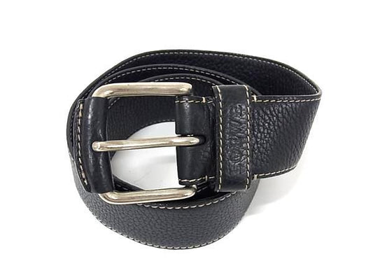 LOEWE ロエベ ベルト - ブラック レザー ユニセックス シルバー金具 美品