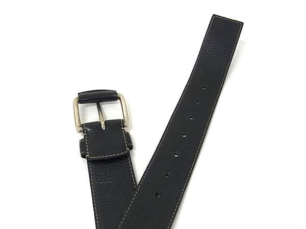 LOEWE ロエベ ベルト - ブラック レザー ユニセックス シルバー金具 美品