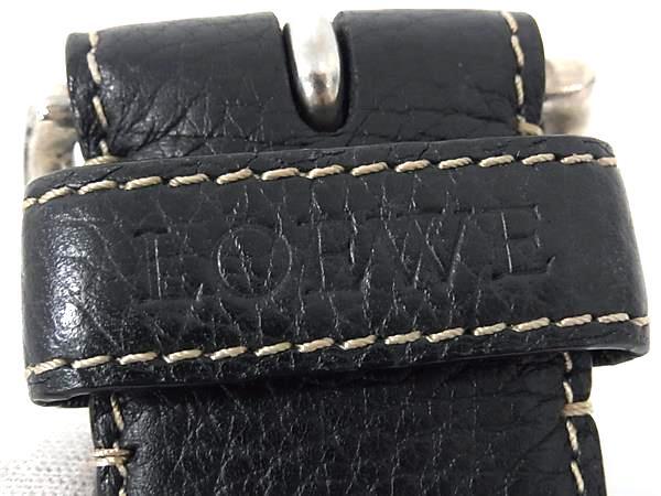 LOEWE ロエベ ベルト - ブラック レザー ユニセックス シルバー金具 美品